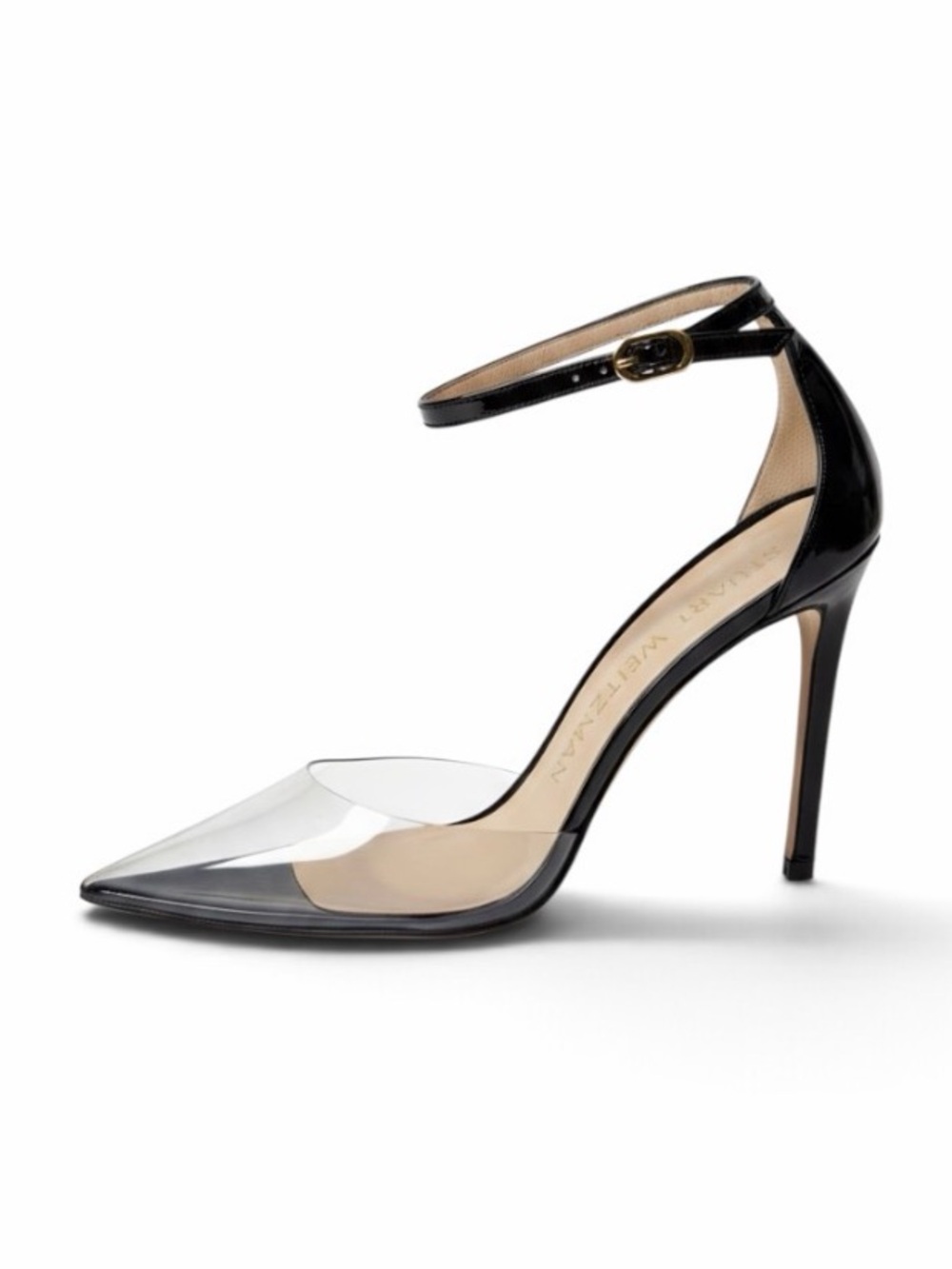 NWOB Stuart Weitzman Clear PVC Black Patent Pumps Size 9 MSRP $595